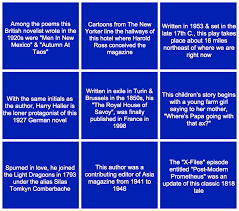 Fitness and exercise, james bond tunes, mad men brands, famous movie quotes, hollywood high finance, and the happening (1970s edition). Can You Answer These Literary Questions From Jeopardy