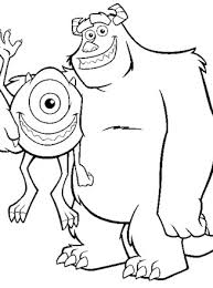 Sulley is a giant furry blue friendly and sweet monster with horns and purple spots. Monsters Inc Coloring Page Sulley And Mike All Kids Network