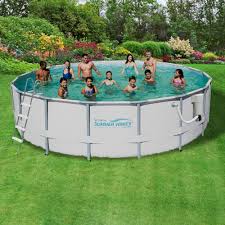 Summer Waves Elite Proseries 18 Ft Round X 52 In Deep Metal Frame Above Ground Pool Package Nb2041 The Home Depot In Ground Pools Summer Waves Above Ground Pool