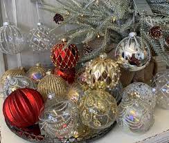 Gisela Graham Christmas Tree Glass Bauble Red Gold Silver White Harlequin  Ball | eBay