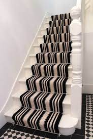 Striped Carpet Black White With Stair Rods Carpet Stairs Striped Stair Runner Stair Runner Carpet