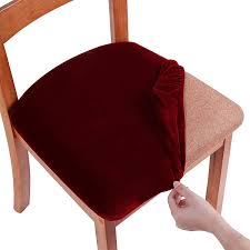 Dining chair seat covers with ties. Original Velvet Dining Chair Seat Covers Stretch Fitted Dining Room Upholstered Chair Seat Cushion Cover Removable Washable Furniture Protector Slipcovers With Ties Set Of 2 Wine Red Walmart Canada