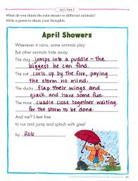 This April Poetry Frame Structure Provides Starters And Visuals That Motivate Poets To Express Their Though Improve Writing Skills Writing Skills Poetry Frames