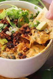 Fully Loaded Vegan Queso Dip Recipe Recipe Whole Food Recipes Recipes Vegan Recipes