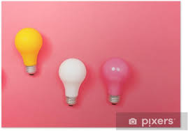 Colored Light Bulbs On A Pink Paper Background Poster Pixers We Live To Change