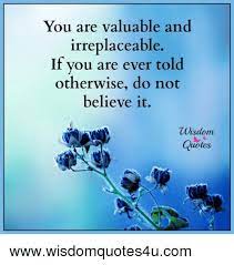 You Are Valuable And Irreplaceable If Vou Are Ever Told Otherwise Do Not Believe It Wisdom Quotes Wwwwisdomquotes4ucom Quotes Meme On Me Me