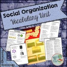 Sociology Social Organization Vocabulary Unit Social Organization Sociology Vocabulary