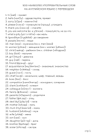 английский язык 2 класс слова с транскрипцией и переводом 500 Anglijskih Slov S Russkoj Transkripciej Str 1 Izuchenie Anglijskogo Anglijskie Citaty Izuchat Anglijskij
