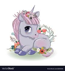 Little Cartoon Fairytale Unicorn Vector Image On Vectorstock Cartoon Wallpaper Baby Animal Drawings Cute Fantasy Creatures