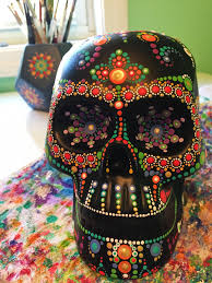 Sugar Skull Dot Painting Halloween Decor Day Of The Dead Fall Autumn Sugar Skull Painting Skull Crafts Sugar Skull Crafts