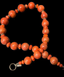 ❤️Paige Wallace Sterling Silver 925 Coral Chunky Headed Necklace Natural  Boho