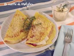 Farcitura (latte, burro, margarina, sale, noce moscata, farina 00, formaggio edamer, prosciutto cotto). Crespelle Al Prosciutto E Formaggio