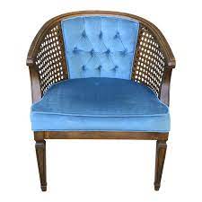 Frequently made of natural fiber, wood and cane, all antique cane chairs available were constructed with great care.there are all kinds of antique cane chairs available, from those produced as long ago as the 18th century to those made as recently as the 20th century. Mid Century Blue Velvet Tufted Back Cane Barrel Chair Chairish