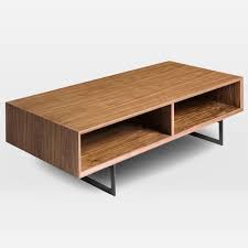 Modern reversible shelf coffee table. Open Walnut Coffee Table