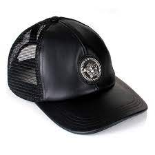 Versace Medusa Trucker Cap 1 330 Pen Liked On Polyvore Featuring Men S Fashion Men S Accessories Mens Leather Hats Mens Leather Accessories Hats For Men