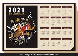 Free january 2021 calendar templates in word, pdf formats. 2021 Calendar Template Music Instruments Sketch Dark Classic Free Vector In Adobe Illustrator Ai Ai Format Encapsulated Postscript Eps Eps Format Format For Free Download 4 11mb