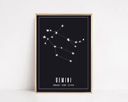 Gemini Wall Art Gemini Zodiac Print Astrology Gifts Etsy Astrology Gift Gemini Art Zodiac Gifts