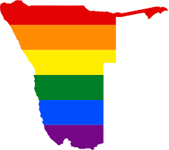 It is bordered by angola, zambia, and zimbabwe to the north, botswana to the east, and south africa to the south. File Lgbt Flag Map Of Namibia Svg Wikipedia