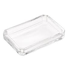 1.the holder is clear plastic acrylic jar.it looks like glass but will not shatter. Clear Glass Countertop Bathroom Set The Container Store