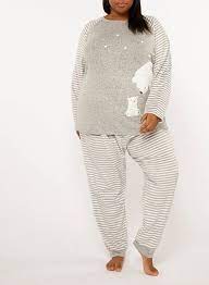 Dp Curve Grey Polar Bear Pyjama Set Nightwear Loungewear Clothing Dorothy Perkins Xl To 3xl P Stylish Plus Size Clothing Plus Size Outfits Clothes