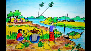 How To Draw Cultivation Scenery How To Draw A Farmer Working In Field Youtube How to draw a village scenery step by step (very easy)|my village drawing competition i used :