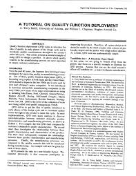 Pdf A Tutorial On Quality Function Deployment