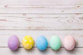 Hand painted art table collection. Hand Painted Pastel Colors Eggs On Light Colored Wooden Table Stock Photo Picture And Royalty Free Image Image 144078333