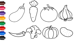 Found 5 free vegetables drawing tutorials which can be drawn using pencil, market, photoshop, illustrator just follow step by step directions. How To Draw Vegetables Easy Drawing And Coloring 8 Vegetables For Kids Youtube