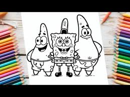 COMO PINTAR O DESENHO DO BOB ESPONJA E SEU AMIGO PATRICK