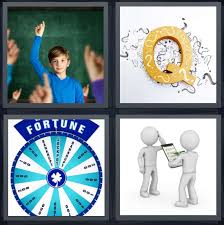 It's like the trivia that plays before the movie starts at the theater, but waaaaaaay longer. 4 Pics 1 Word Answer For School Quiz Fortune Test Heavy Com