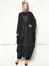 Bat Sleeve Abaya Black Simferace Siyah Sim Siyah Yarasalar