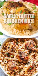 Garlic Butter Chicken And Rice Bursting With Rich Buttery Garlic Flavor And Tender Chicken Thi Video Easy Chicken Thigh Recipes Chicken Rice Recipes Chicken Recipes