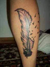 Feather With Birds Flying Away Tattoo Feather With Birds Flying Away Feather Tattoos Small Feather Tattoo Feather Tattoo Design