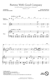 Steven Rickards Pastime With Good Company Sheet Music Pdf Notes Chords Festival Score Satb Choir Download Printable Sku 198413