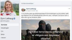 Det som ikke er fullt så bra er at ytterpunktene har fått dominere. Sylvi Listhaug Slettet Omdiskutert Bilde Fra Facebook Adressa No