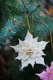 White Poinsettia Christmas Ornament Salt Dough Christmas Ornaments Diy Christmas Ornaments Christmas Clay