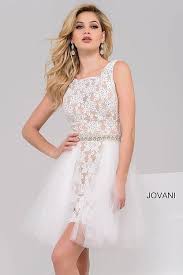 White Lace Short Dress With Tulle Over Skirt 45139 Evening Wear Dresses Short Cocktail Dress White Lace Dress Short