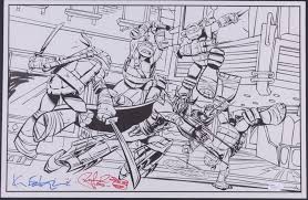 Printable ninja turtles coloring pages. Kevin Eastman Peter Laird Signed Teenage Mutant Ninja Turtles 12 75x19 5 Coloring Page Inscribed 2016 With Original Sketches Jsa Coa Pristine Auction
