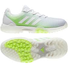 adidas women s codechaos golf shoe in white signal green golf shoes adidas women ladies golf clothes