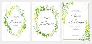File formats include gif, jpg, pdf, and png. Wedding Invitation With Green Leaves Border Floral Invite Modern Royalty Free Cliparts Vectors And Stock Illustration Image 103819789