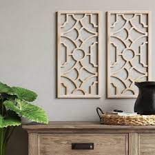 Set Of 2 Wood Lattice Wall Hanging Brown Threshold In 2021 Lattice Wall Large Wall Decor Frames On Wall