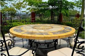 Table De Jardin Mosaique Ronde Pierre De Marbre 125cm Floride Table De Jardin Mosaique Table De Jardin Table Exterieur