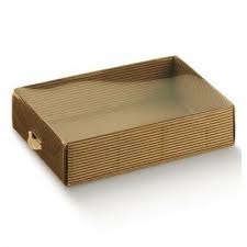 Interni per scatole o contenitori. Scatole Cartone Con Coperchio Trasparente Onda Avana Mm 150x100x80 Pz 10 Italicum