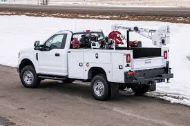 2003 10' x 80 knapheide service body crane pad spare tire carrier on headache rack work lights vise mount shelves 34 frame width 60 cab to axle. 696 Knapheide Service Body Dickinson Truck Equipment