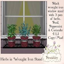 Wrought iron window box wall planter w/handles heavy 17 x 5 x 5 garden patio. Second Life Marketplace Herbs In Wrought Iron Stand