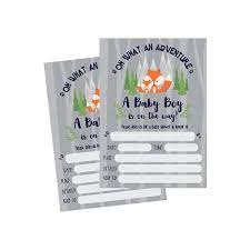 50 Fill In Fox Baby Shower Invitations Baby Shower Invitations Woodland Custom Rustic Jungle Forest Neutral Baby Shower Invites For Boy Baby Shower Invite Cards Baby Invites Printable Walmart Com