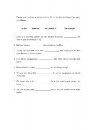 They also help readers to understand location, similarities and differences, or main points. Transition Words Worksheets