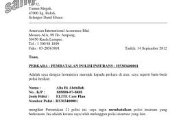 Contoh Surat Pembatalan Polisi Insurans Resep Kuini Otosection