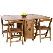 Sedona Rustic Oak Five Piece Dinette Set Drop Leaf Dinette Table And Four Folding Chairs Dinette Sets Small Table And Chairs Dinette Tables