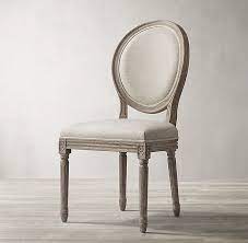 Includes 2 arm chairs and 5 side chairs in excellent condition. Vintage French Round Fabric Side Chair